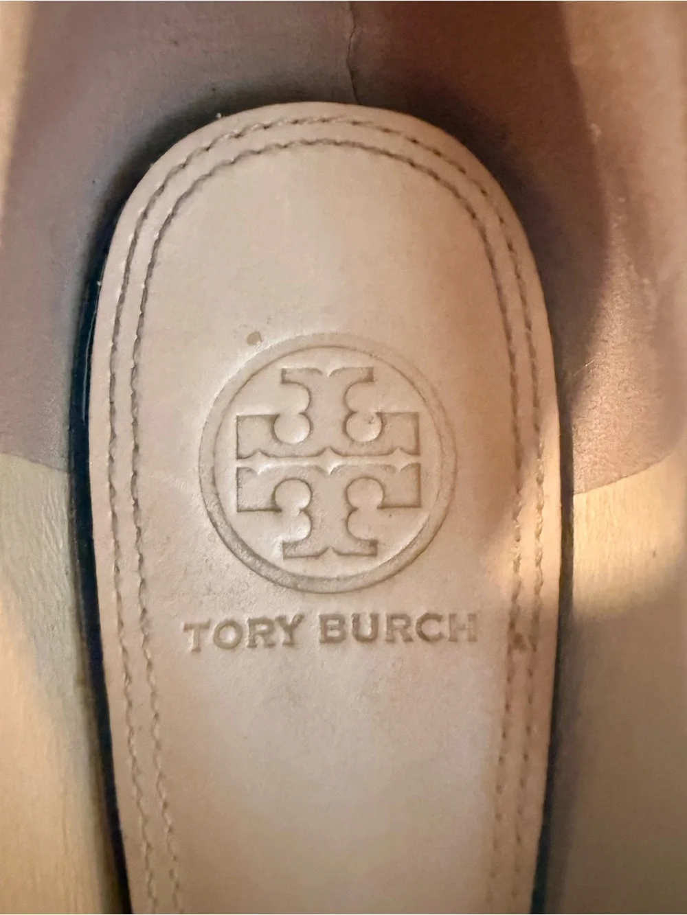 Tory Burch Black Patent Peep-Toe Wedge with Gold Logo Bow